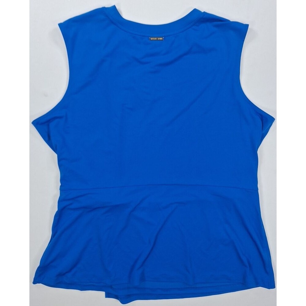 NWT Michael Kors Plus Size 1X Ring Twist Sleeveless Top Grecian Blue Blouse NEW - Picture 5 of 9